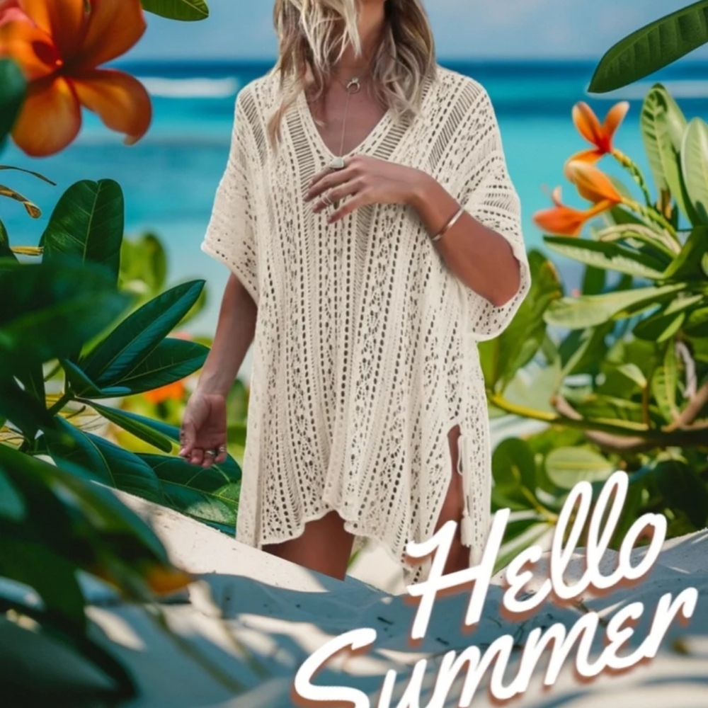 Cream Crochet Beach Cover-Up